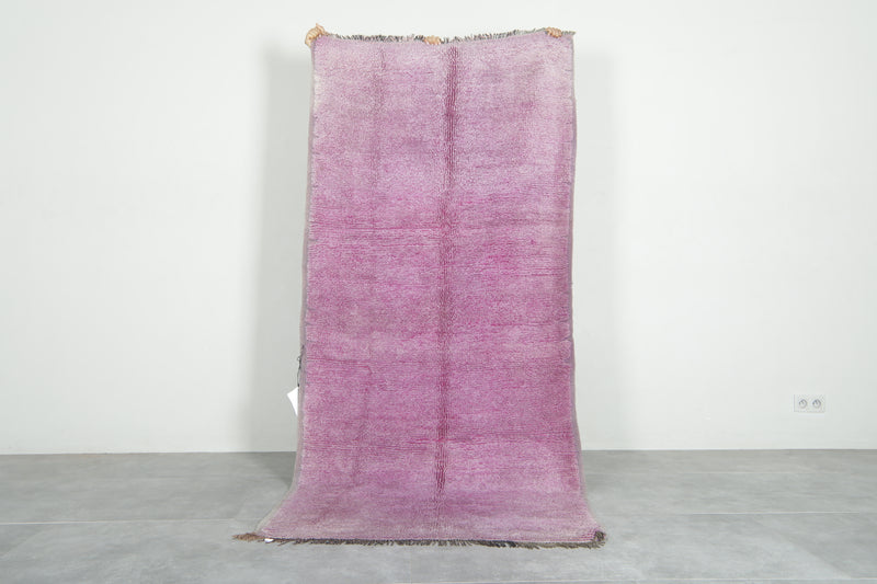 Minimalist purple beni ourain Moroccan rug - 3.8 ft x 8.1 ft - Handwoven wool rug