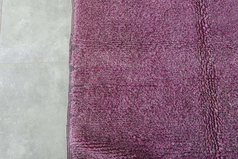 Minimalist purple beni ourain Moroccan rug - 3.8 ft x 8.1 ft - Handwoven wool rug