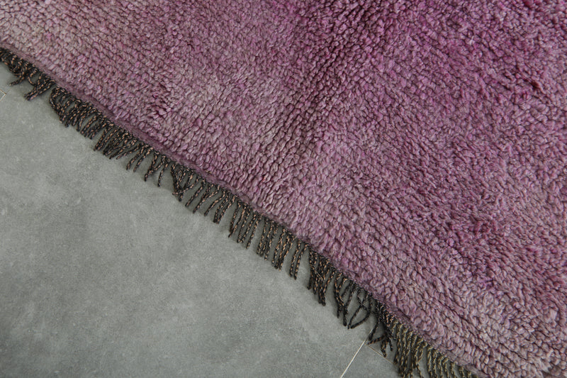 Minimalist purple beni ourain Moroccan rug - 3.8 ft x 8.1 ft - Handwoven wool rug
