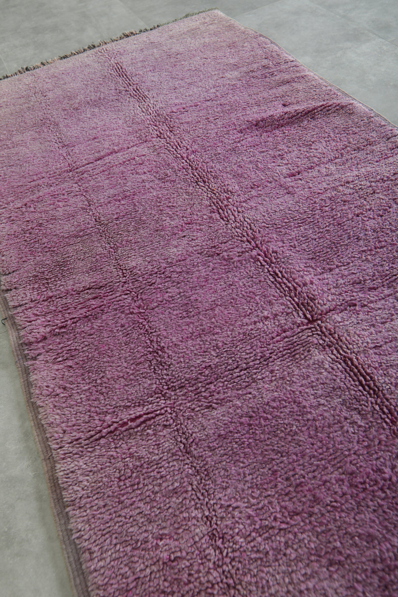 Minimalist purple beni ourain Moroccan rug - 3.8 ft x 8.1 ft - Handwoven wool rug