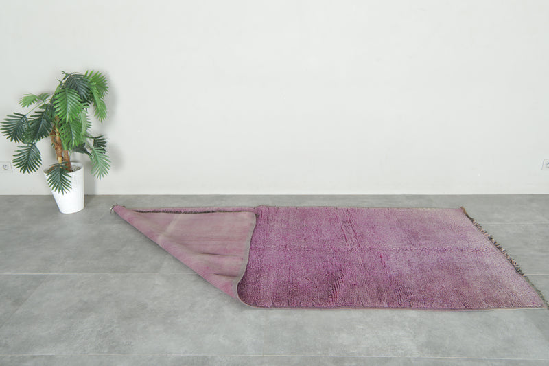Minimalist purple beni ourain Moroccan rug - 3.8 ft x 8.1 ft - Handwoven wool rug