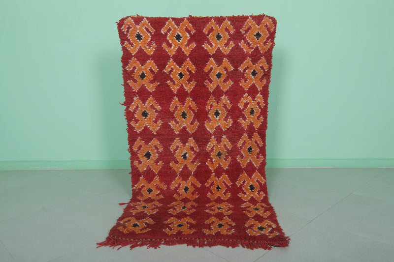 Moroccan Rug - 2.7 X 5.6 Feet | Handmade Berber Wool Carpet - Boucherouite Rugs