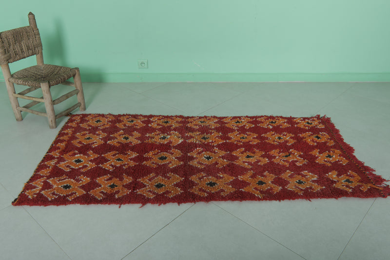 Moroccan Rug - 2.7 X 5.6 Feet | Handmade Berber Wool Carpet - Boucherouite Rugs