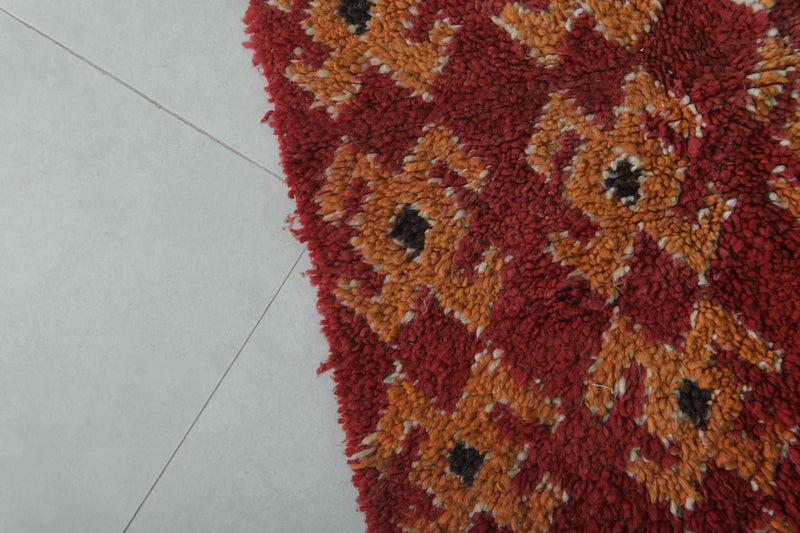 Moroccan Rug - 2.7 X 5.6 Feet | Handmade Berber Wool Carpet - Boucherouite Rugs