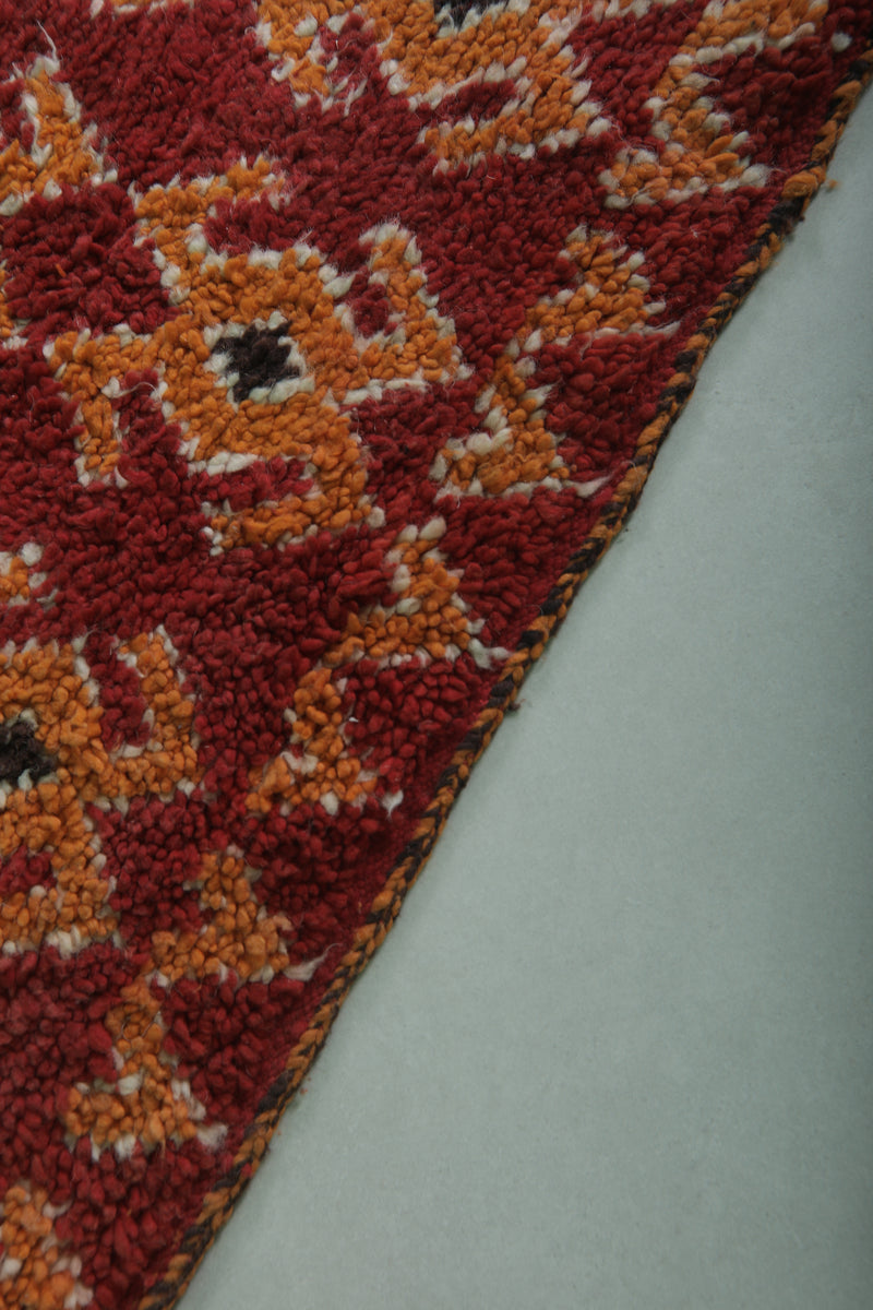 Moroccan Rug - 2.7 X 5.6 Feet | Handmade Berber Wool Carpet - Boucherouite Rugs