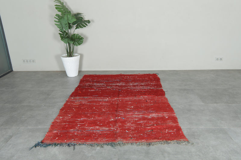 One-of-a-kind red woven Moroccan rug - 5.1 ft x 7.6 ft