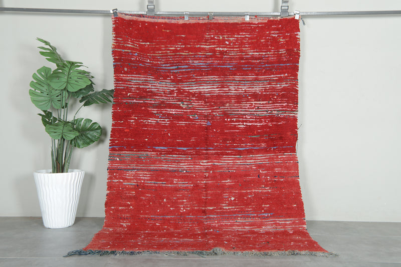 One-of-a-kind red woven Moroccan rug - 5.1 ft x 7.6 ft