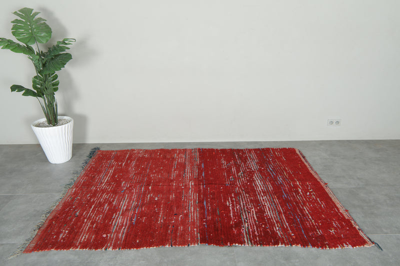 One-of-a-kind red woven Moroccan rug - 5.1 ft x 7.6 ft