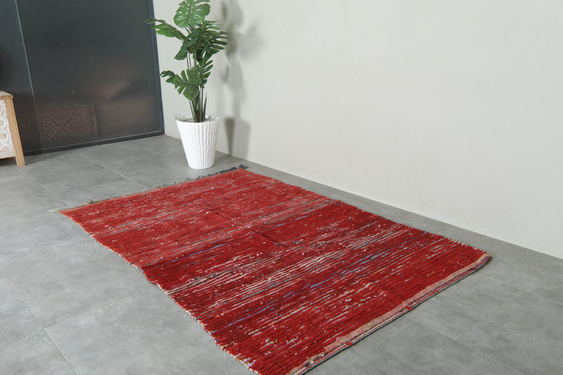 One-of-a-kind red woven Moroccan rug - 5.1 ft x 7.6 ft