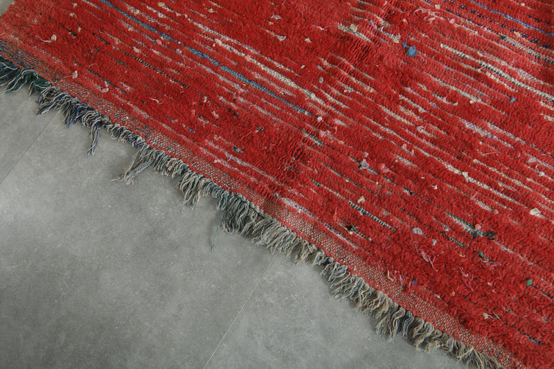 One-of-a-kind red woven Moroccan rug - 5.1 ft x 7.6 ft
