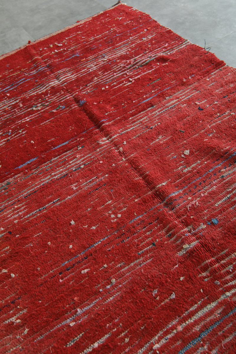 One-of-a-kind red woven Moroccan rug - 5.1 ft x 7.6 ft
