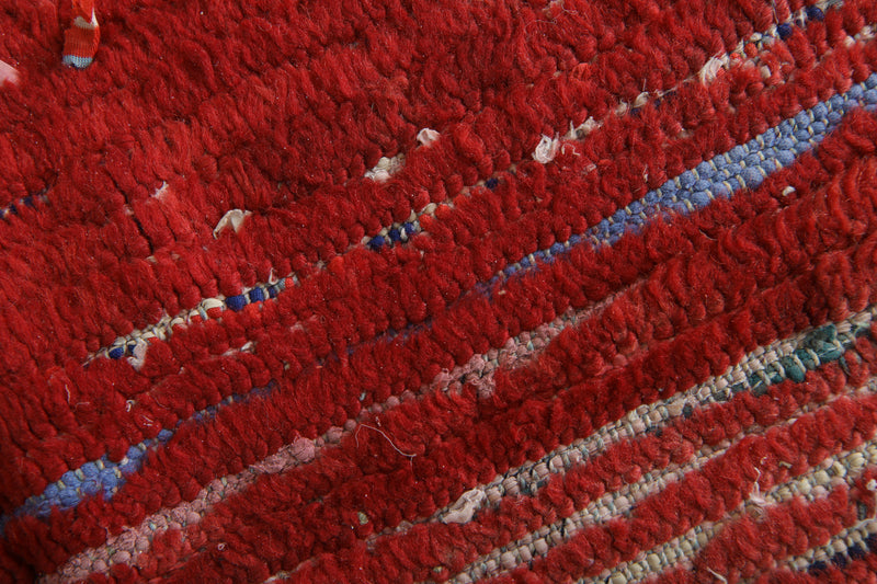 One-of-a-kind red woven Moroccan rug - 5.1 ft x 7.6 ft
