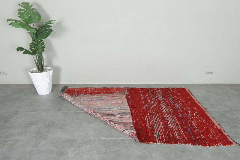 One-of-a-kind red woven Moroccan rug - 5.1 ft x 7.6 ft