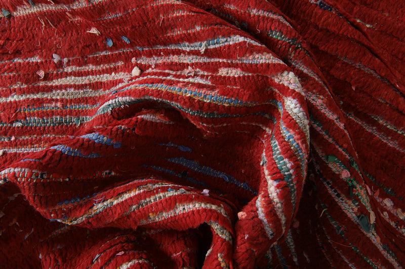 One-of-a-kind red woven Moroccan rug - 5.1 ft x 7.6 ft