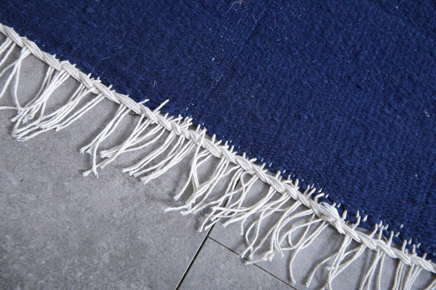 Flat Woven Moroccan rug Blue - Berber beige kilim - Custom Rug