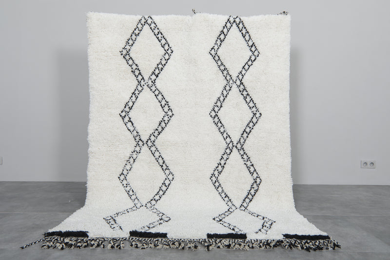 Moroccan beni ourain rug with black diamonds - Custom rug