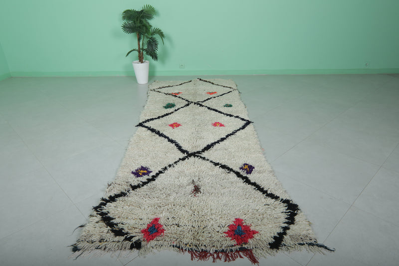 Vintage moroccan runner rug 3.7 X 10.3 Feet - Runner moroccan rugs