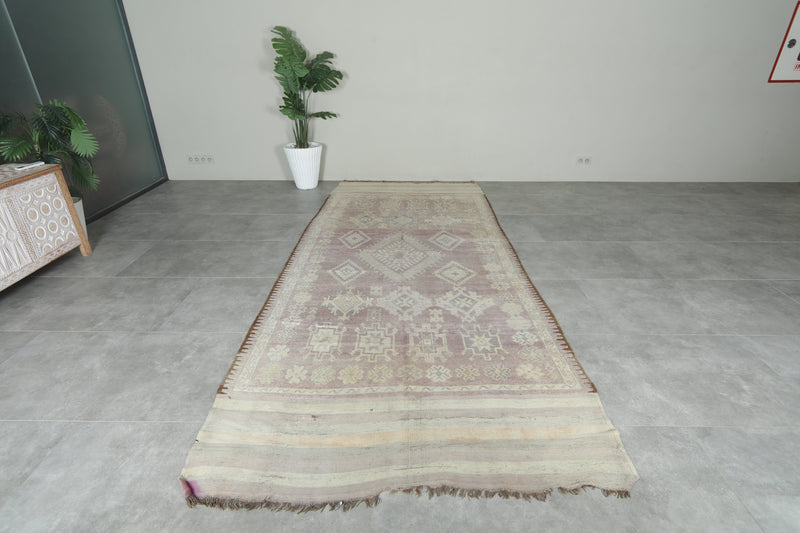 Geometric wool rug 5.3 ft x 12.2 ft - handmade - Moroccan Rug