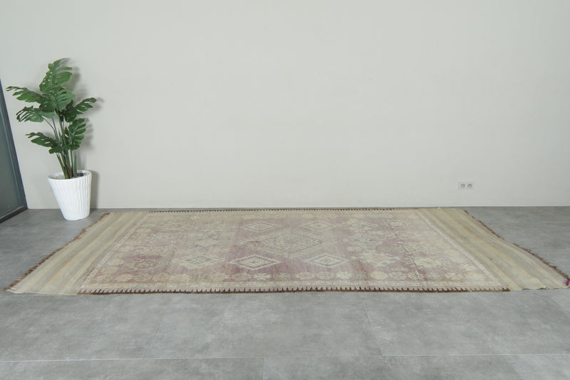 Geometric wool rug 5.3 ft x 12.2 ft - handmade - Moroccan Rug