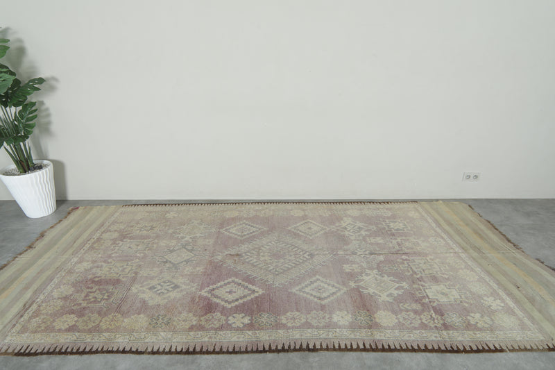 Geometric wool rug 5.3 ft x 12.2 ft - handmade - Moroccan Rug