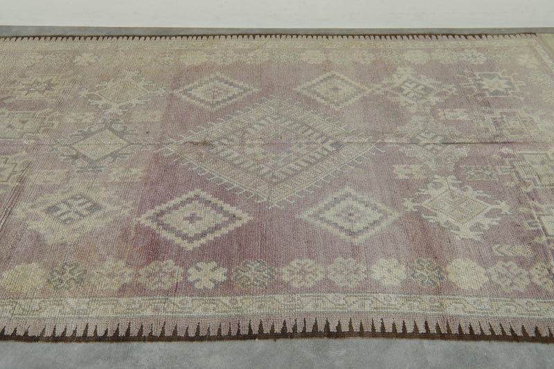 Geometric wool rug 5.3 ft x 12.2 ft - handmade - Moroccan Rug