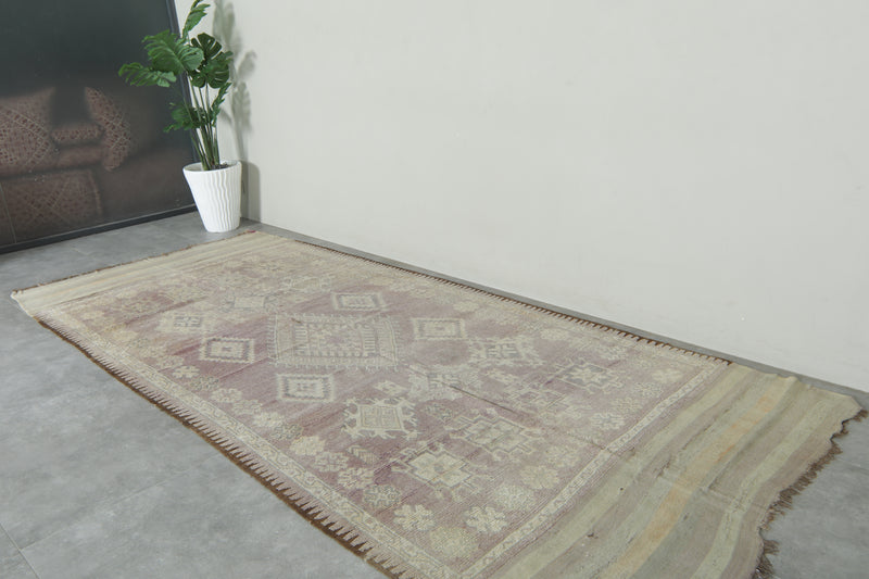 Geometric wool rug 5.3 ft x 12.2 ft - handmade - Moroccan Rug