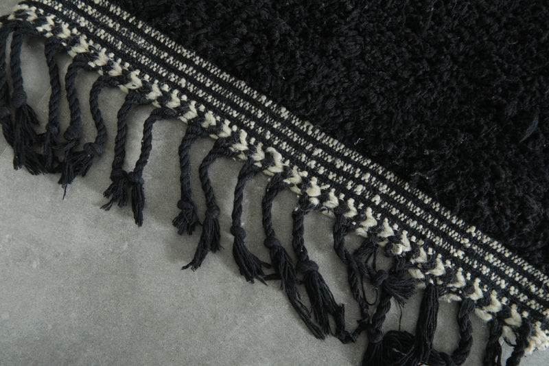 Black & minimalist runner Moroccan rug - 2.9 ft x 11.3 ft