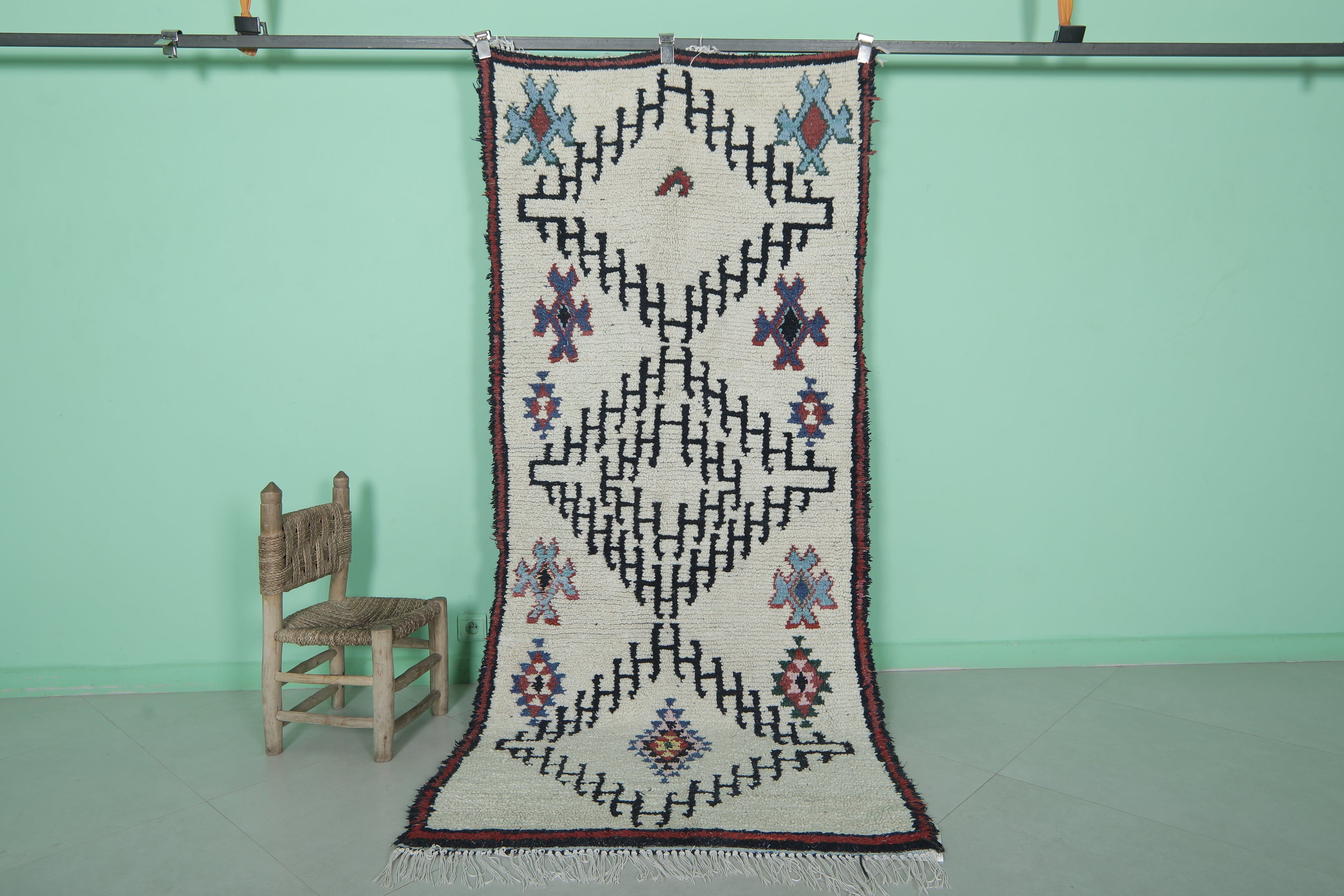 Moroccan Rug with Geometric Patterns - 3.3 X 7.3 Feet – Boucherouite Rug