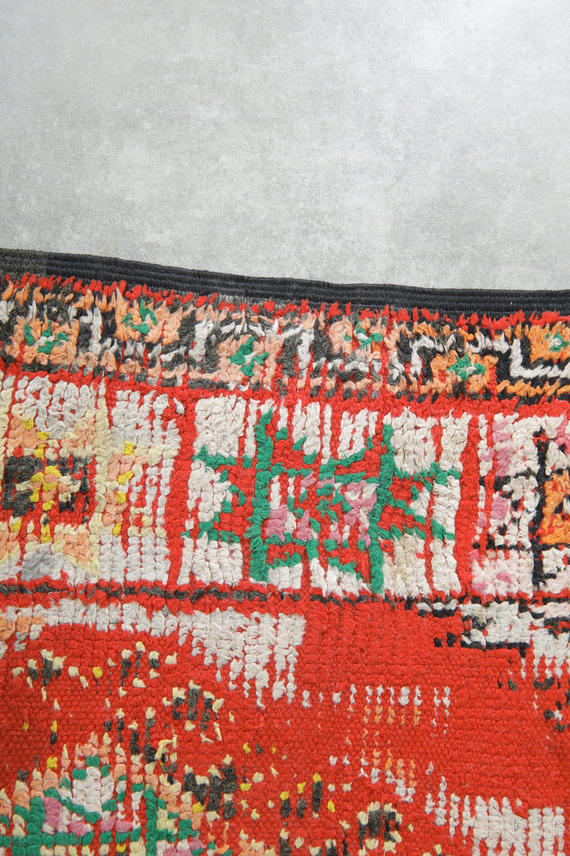 Red and multicolor geometric moroccan rug 5.5 ft x 8.3 ft  - Handmade