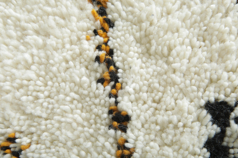 White Moroccan wool rug with geometric design - 10.3 ft x 12.4 ft