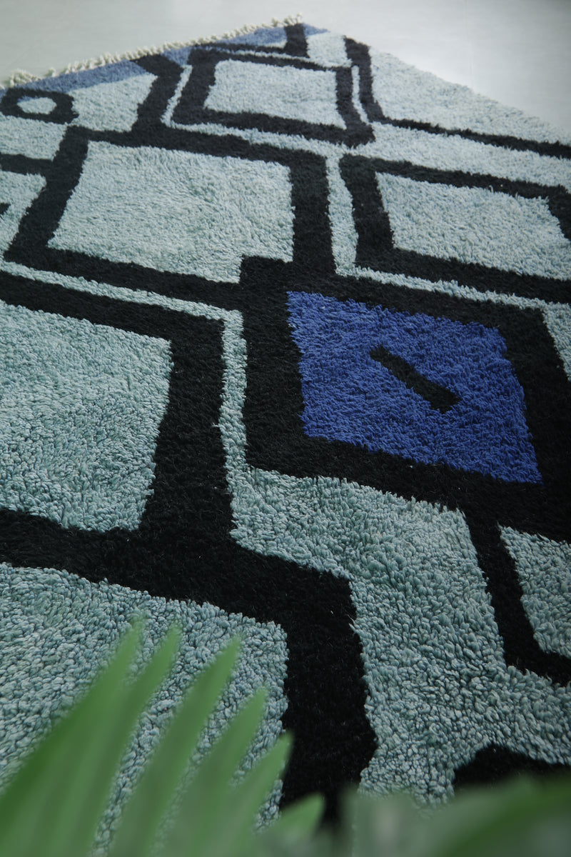 Azilal Rug - Blue Beni Ourain Rug 8.1 x 10.1 Ft - moroccan rug