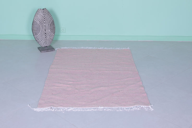 Soft Pink Moroccan Rug - 3.4 X 5.2 Feet | Handwoven Elegance - Flat woven rugs