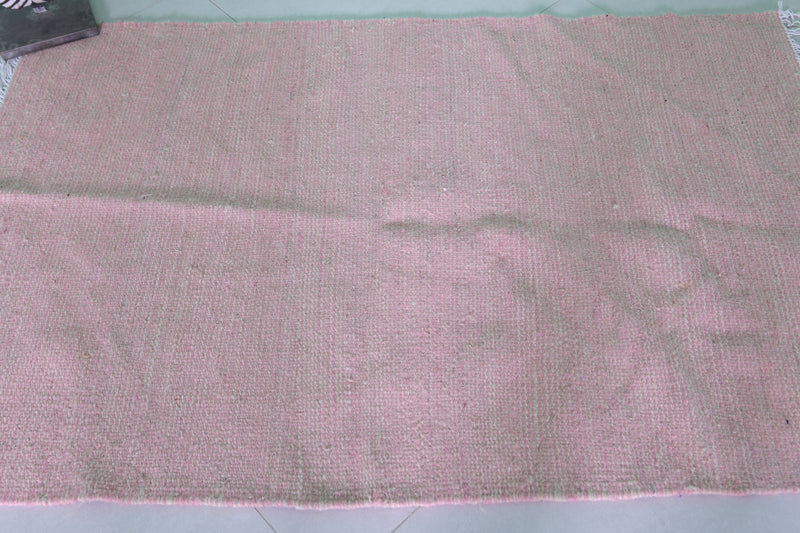Soft Pink Moroccan Rug - 3.4 X 5.2 Feet | Handwoven Elegance - Flat woven rugs
