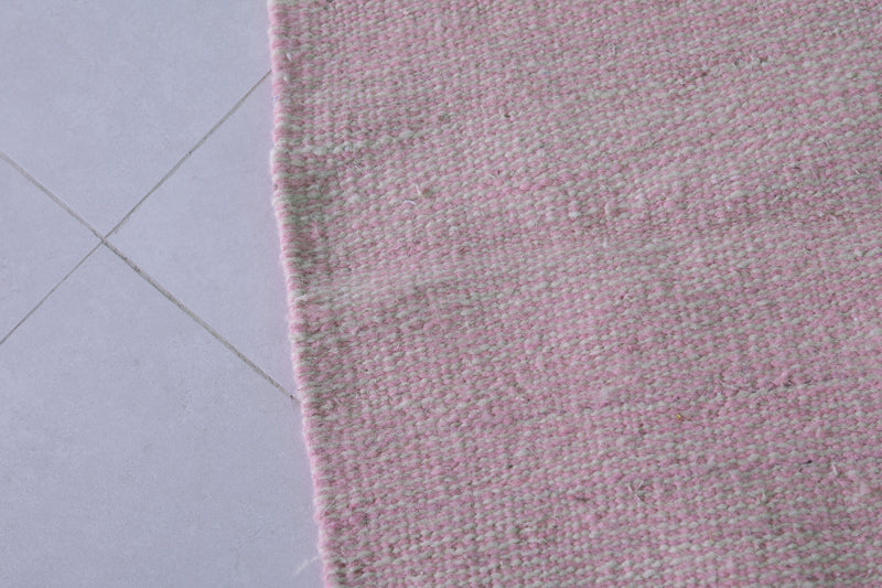 Soft Pink Moroccan Rug - 3.4 X 5.2 Feet | Handwoven Elegance - Flat woven rugs
