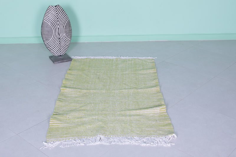 Green Moroccan Rug - 2.8 X 4.6 Feet | Vibrant Handwoven Design - Flat woven rugs