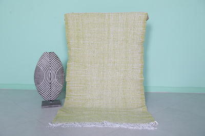 Green Moroccan Rug - 2.8 X 4.6 Feet | Vibrant Handwoven Design - Flat woven rugs