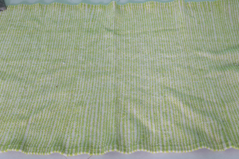Green Moroccan Rug - 2.8 X 4.6 Feet | Vibrant Handwoven Design - Flat woven rugs