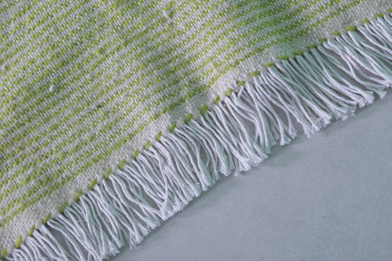 Green Moroccan Rug - 2.8 X 4.6 Feet | Vibrant Handwoven Design - Flat woven rugs