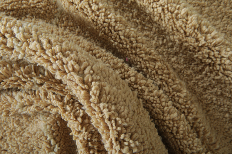 Beige Moroccan beni ourain rug with white lines - 8.2 ft x 10.1 ft