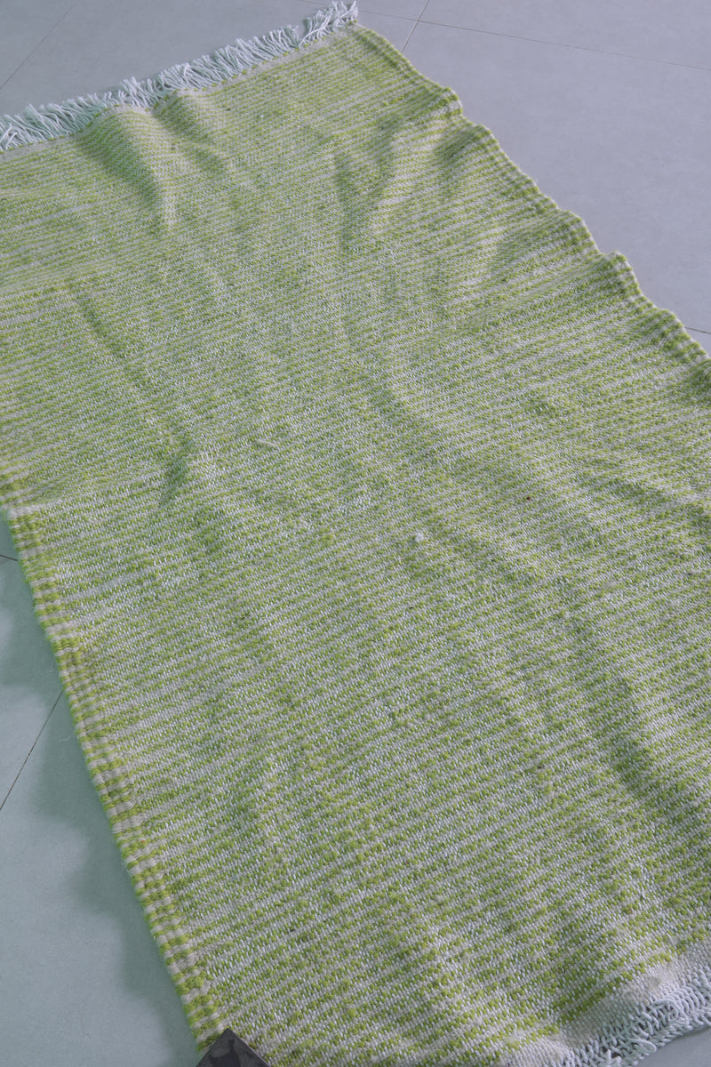 Green Moroccan Rug - 2.8 X 4.6 Feet | Vibrant Handwoven Design - Flat woven rugs
