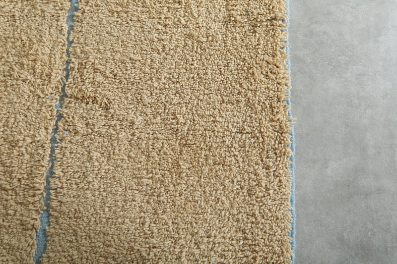 Beige Moroccan wool rug with blue lines - 8 ft x 10.5 ft