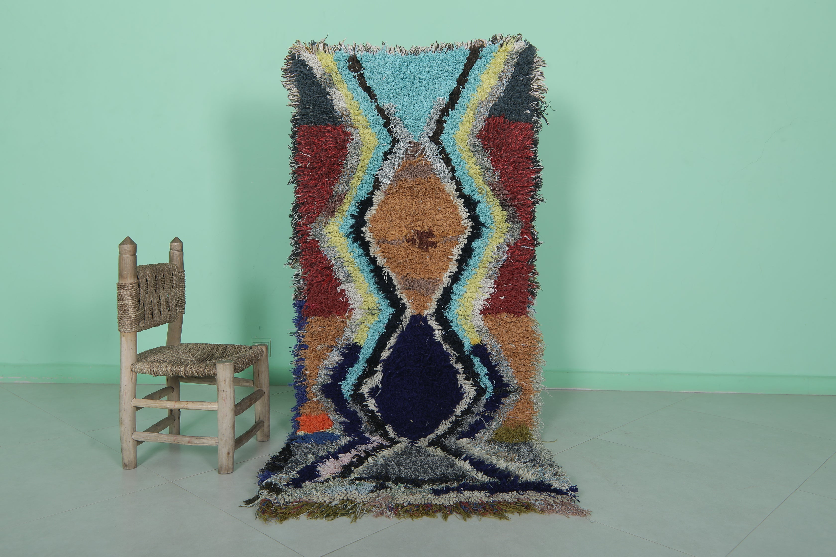 Colorful Shaggy Moroccan Rug 2.5 X 6 Feet – Boucherouite Rug
