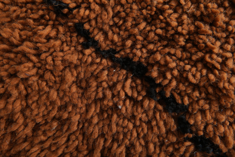 Minimalist brown Moroccan beni ourain rug - 8.4 ft x 10.3 ft