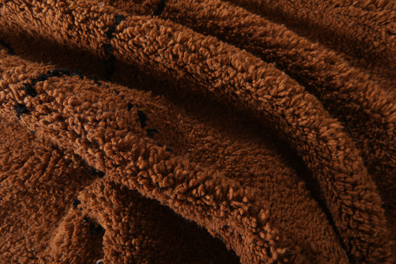 Minimalist brown Moroccan beni ourain rug - 8.4 ft x 10.3 ft