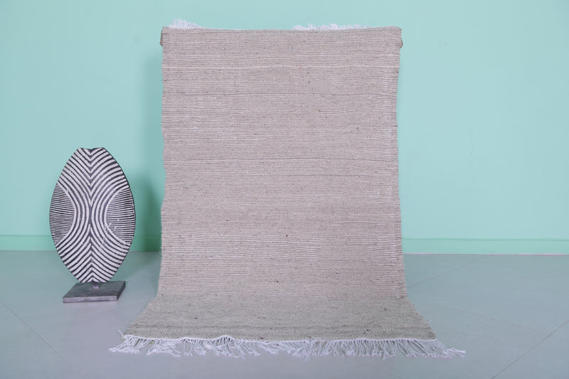 Handwoven Moroccan Rug - 3.2 X 5 Feet | Natural Beige - Flat woven rugs