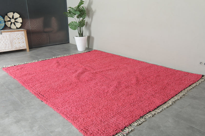 Pink & black minimalist Moroccan rug - 8.4 ft x 10.4 ft