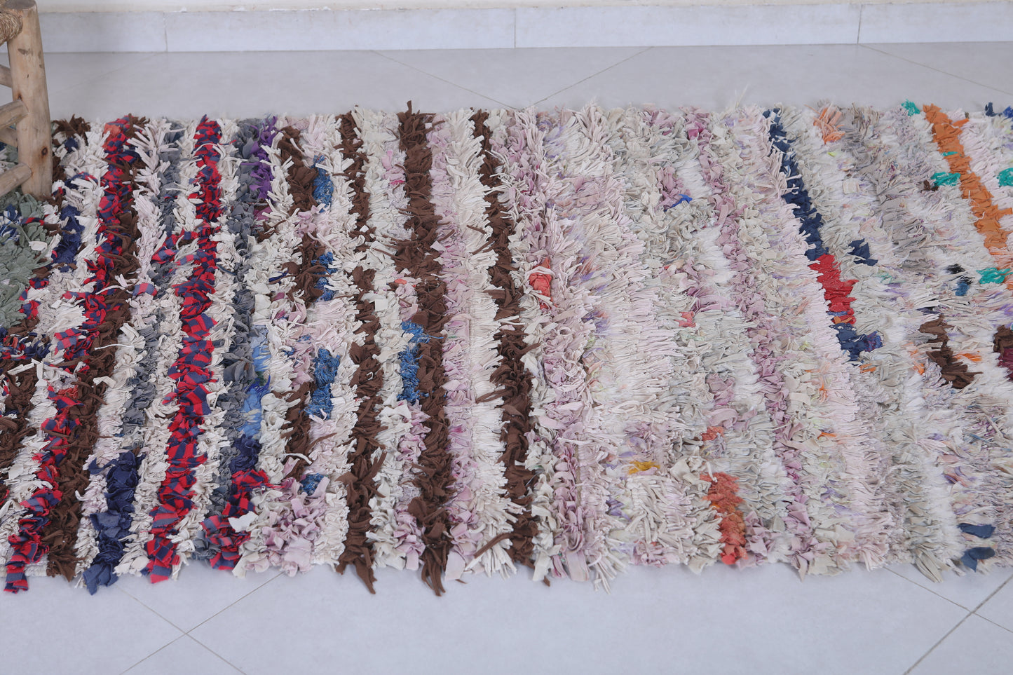 Moroccan berber rug 3.6 X 7.2 Feet - Boucherouite Rugs