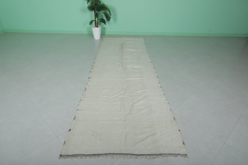 Elegant White Moroccan Runner Rug 3.7 x 11.5 FT - Minimalist Style - moroccan rug
