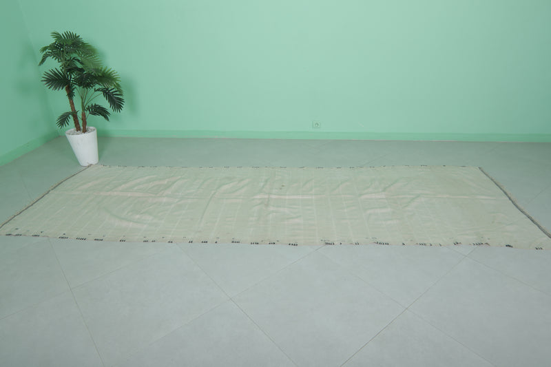 Elegant White Moroccan Runner Rug 3.7 x 11.5 FT - Minimalist Style - moroccan rug