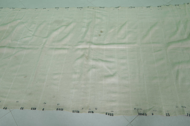 Elegant White Moroccan Runner Rug 3.7 x 11.5 FT - Minimalist Style - moroccan rug